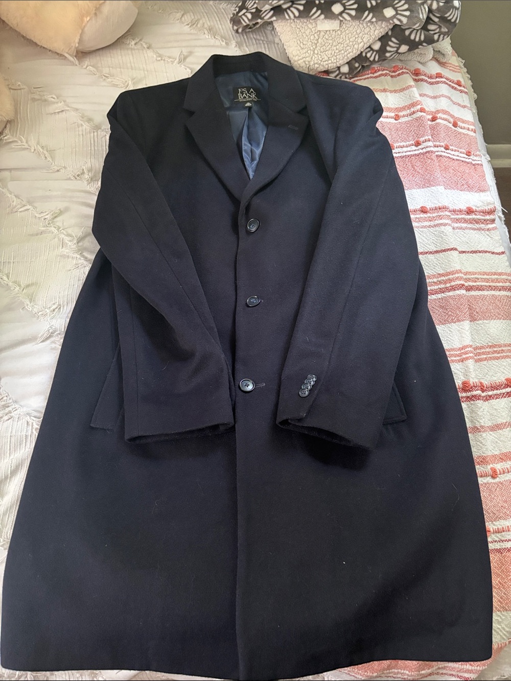 Jos. A. Bank Men's Navy Blue Single-Breasted Trench Coat